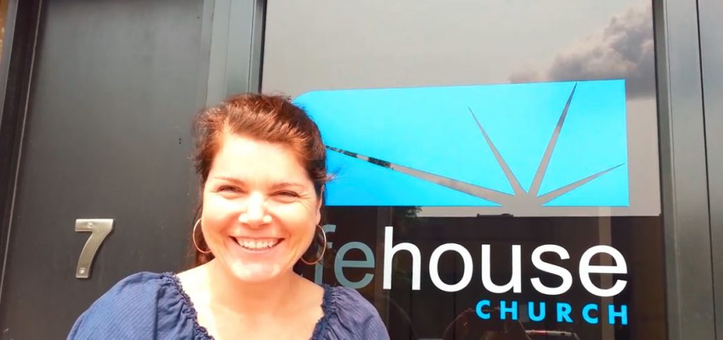 Melanie at her desk in the LifeHouse Church office