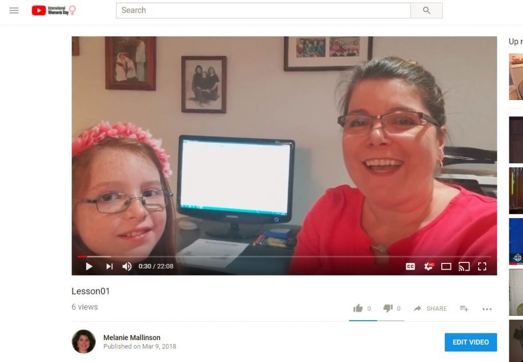 Melanie and her daughter presenting their touch-typing videos